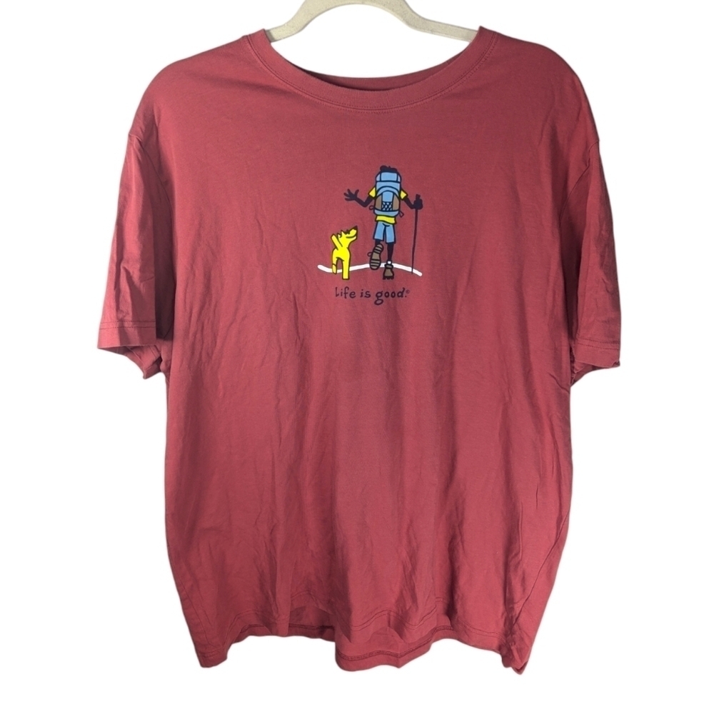 Life is Good hiking dog outdoor nature running Tshirt size men's XL